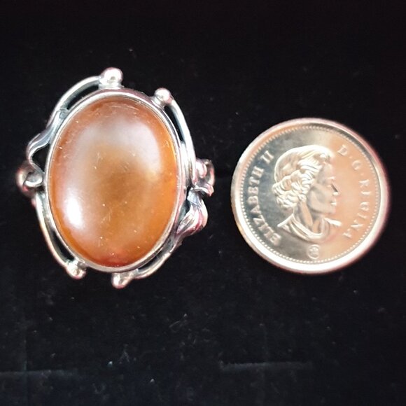 One of a Kind Antique Art Nouveau Baltic Amber Sterling Silver Floral Ring - Picture 10 of 14